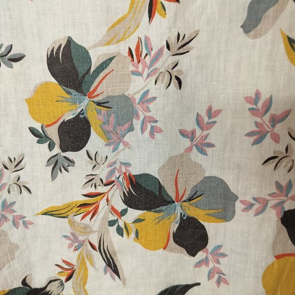 Cynthia Rowley Linen Top Floral Short Sleeves Hi Low Hem - Picture 6 of 10